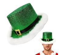 Generico Cilindro de Navidad - Cómodo Cosplay Festivo, Cilindro Verde con Tesa Blanca | Lincoln de Elfo y Verde para Adultos Hombres Mujeres Espectáculo Teatro Evento Cosp