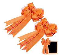 Genérico Cinta para Corona De Otoño - 2 Lazos Decorativos De Seda Lino para Acción De Gracias Halloween | Decoración Estacional para Casa, Granja, Puerta Principal Regalos Artesanales