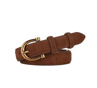 Genérico Cinturón de cuero for mujer Cinturilla flaca marrón Cinturones con hebilla dorada for jeans y pantalones casuales(Orange burnt)