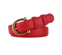Genérico Cinturón de cuero for mujer Cinturilla flaca marrón Cinturones con hebilla dorada for jeans y pantalones casuales(Red B)