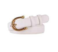 Genérico Cinturón de cuero for mujer Cinturilla flaca marrón Cinturones con hebilla dorada for jeans y pantalones casuales(White)