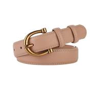 Genérico Cinturón de cuero for mujer Cinturilla flaca marrón Cinturones con hebilla dorada for jeans y pantalones casuales(Apricot B)