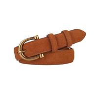 Genérico Cinturón de cuero for mujer Cinturilla flaca marrón Cinturones con hebilla dorada for jeans y pantalones casuales(G)