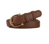 Genérico Cinturón de cuero for mujer Cinturilla flaca marrón Cinturones con hebilla dorada for jeans y pantalones casuales(Burnt orange B)