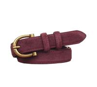 Genérico Cinturón de cuero for mujer Cinturilla flaca marrón Cinturones con hebilla dorada for jeans y pantalones casuales(Wine red)