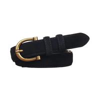 Genérico Cinturón de cuero for mujer Cinturilla flaca marrón Cinturones con hebilla dorada for jeans y pantalones casuales(Black)