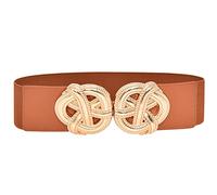 Genérico Cinturón de Cuero Mujer Trinquete de la flor cinto con hebilla de Pin Sólida complementos elastico reversible accessories Adecuado para el Vestido Belt (Brown, One Size)