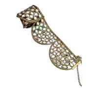 Genérico Cinturón de Espejos Dorado para Mujer, Hecho a Mano, con Cadena Ajustable (Cinturón espejos Maxi luna dorado)