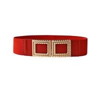 Genérico Cinturón de las mujeres vendimia del cuero cinto con hebilla de Pin Sólida complementos elastico reversible accessories para los pantalones cintos Belt (Red, One Size)