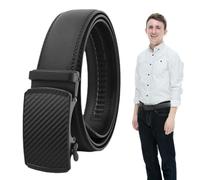 Genérico Cinturón De Trinquete En Cuero Auténtico - Hebilla Automática | Correa Ajustable Para Pantalón | Accesorio De Vestir Destinado A Oficina Y Uso Diario