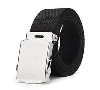 Genérico Cinturón militar unisex lona entrenamiento exterior nuevo cinturón hombre combate táctico resistente (Black, One Size)