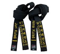 Genérico Cinturón negro de Taekwondo Kukkiwon para adultos, entrenador, nombre personalizado en coreano e inglés, bordado en fibra de poliéster, ancho de 5 cm. (240cm)
