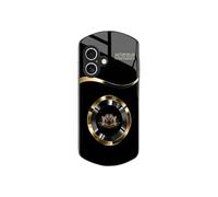 Genérico Circle Lotus Shaped Tempered Glass Case for iPhone, Elliptical Shaped Tempered Glass Phone Cases, for iPhone 12/13/14/15/16 Series (Black,16promax)