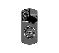 Genérico Circle Lotus Shaped Tempered Glass Case for iPhone, Elliptical Shaped Tempered Glass Phone Cases, for iPhone 12/13/14/15/16 Series (Gray,16promax)