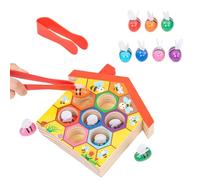 Genérico Clamp Bee Hive Game - 6.6 Inch Wooden Preschool Toy | Color Matching Math Learning - Educational Bee Hive Set with Clips For Kids Toddlêrs Early Learning Fun Gift