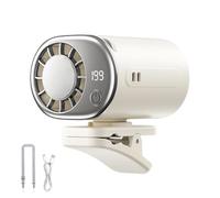 Genérico Clamp On Fan,Summer Rotatable LED Display Appliance | USB Portable Fan with Clip | for Commuting Travel Picnic Music Festival Public Transport Gardening