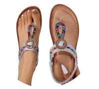 Genérico Claquetas Mujer Piscina Plataforma Rhinestone - Sandalia Ortopédica Mujer con Cordones Coloridos Sandalia Para Caminar Cómodo Zapatos Casual Al Aire Libre Claquette Retro Chic, plateado, 37