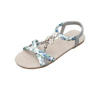 Genérico Claquetas Mujer Playa Flor Bohemia Plana 37 - Sandalia Mujer Verano Elegante Y Cómodo Con Cordones Zapatos Casual Al Aire Libre Sandalias De Caminar Coloridas Claquette Ortopédica Leger, gris
