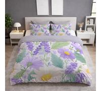 Genérico Claro Funda Nordica con Estampado de Ilustración Lavanda Margaritas Menta - Suave y Transpirable Cierre De Cremallera - Funda Nordica 150 x 220 Cama 80|90 + Funda de Almohada 1 x 50 x 70