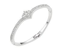 Genérico Clásico Pulsera Abalorios Perla Joyería Europa Y EEUU Corazón Incrustado Corona Pulsera Versión Coreana Pulsera Elástica 2 Pulsera Acero Anillos, talla única, Metal, No es una piedra preciosa