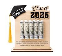 Genérico Class of 2026 Graduation Money Holder - Wooden Keepsake Cash Holder & Graduation Card Stand Statue, Creative 2026 GraduationGift & Desktop Ornament for College High School Students