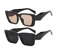 Genérico Classic Black Trendy Sunglasses - Flat Top Sun Glasses | Drop Resistant UV400 Full Frame Eyewear, Category 2 Sunshade for Women Party Travel Cycling Driving