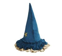 Genérico Classic Black Witches Hat - Deluxe | Elegant Pointed Cap For Halloween Costumes, Ruched Velvet Fabric, Flexible Brim; Ideal For Fancy Dress, Cosplay, Parties, Women, And Kids Activities