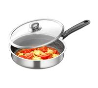 Genérico Classic Cooking Pan - Induction Fryware for Kitchen | Aluminum Body with Glass Lid, Non Stick Feature, Restaurant Meal Tool, Home Stove Accessory for Camping Electric Gas Culinary Tasks