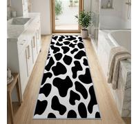 Genérico Classic Moda Alfombra Pasillo Antideslizante Pelo Ras 80 x 300 cm | Alfombra larga negra y blanca con diseño de vacas, absorbente, lavable, decorativa para pasaje de cocina