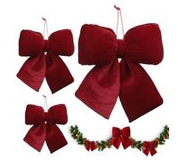 Genérico Classic Red Bows - Velvet Christmas Decoration for Tree Door Home | Soft Velvet Material with Stylish Design, Multi Size Ornament Set, Wedding Party Accent, Holiday Celebration Accessory