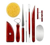 Generico Clay Sculpting Tools - Wood Metal, 18 cm, Pottery Carving Kit, Ceramic Clay Tools | 9-Piece Sculpture Tool Set for DIY Crafts, Home Decor, Projects, Beginners, Professionals