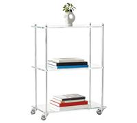 Genérico Clear Acrylic Bar Cart, 3 Tier Storage Rack, Serving Cart with Lockable Wheels, Transparent PP Utility Trolley, Rolling Drink Stand with Modern Design, Display Organizer for Home Apartment