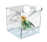 Genérico Clear Bird Cage Bath, pequeño tubo alimentador, 6 pulgadas, transparente contenedor con clip , accesorio de aviario con fácil limpieza, herramienta interior para cóctel Lovebird Finch