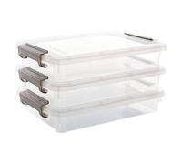 Genérico Clear File Organizer - Storage Box for Office Papers | PP Material with Lid, 3 Piece Holder Set, Bin for Stationery Passport ID Credentials Letter Toys Apartment