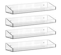 Genérico Clear Floating Wall Shelving, Acrylic Display Organizer Rack, Modern Space Saving Storage for Makeup Books Decor Perfume Action Figurines Dolls Electronics Stationery Home Kitchen