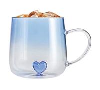 Generico Clear Glass Coffee Mugs - Gradient Jar Anti-Scald Gradient Jar with 3D Heart,400ml Clear Coffee Mugs | for Travel Christmas Kitchen Bar House Tea Juice Cereals