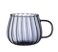 Genérico Clear Pumpkin Mugs - Non-Slip Glass Coffee Tea Cup, Aesthetical Ribbed Design | Elegant Dining Products For Soda Water Milk Powder Hot Soy Beverage Kitchen Office Latte Cappuccino Espresso