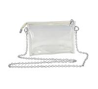 Genérico Clear Purse For Stadium Events - Transparent Waterproof Chain | | Heavy Duty PVC Material Removable Metal Chain Strap Zipper Closure Approved Size Concert Party Shoulder Bag