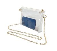 Genérico Clear Purse For Stadium Events - Transparent Waterproof Chain | | Heavy Duty PVC Material Removable Metal Chain Strap Zipper Closure Approved Size Concert Party Shoulder Bag