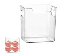 Genérico Clear Stackable Shelf, Transparent Fridge Organizer Box, 10x6 Inches Bin with Handles, Acrylic Storage Tray, Cabinet Container with Modular Style, Pantry Organizer for Kitchen and Office