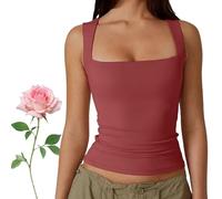 Genérico Cleargget Tank Top, Cleargget Clergment Women's Square Neck Sleeveless Double-Layer, Tops Basic Slim Fit (#3,XXL)