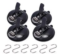 Genérico Clip, Clip Suction Cup Hanger, Multifunction Heavy Duty Vacuum Wreath Cup Hook, No Drilling Required,Strong Suction,Suitable For Kitchens, Bathrooms, Toilets,And Cars (Black1,4pcs)