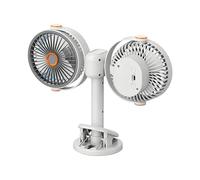 Genérico Clip On Fan - 5 Speed Double Head Quiet Clip Fan | Portable USB-C Rechargeable Equipment For Car Summer Travel Camping Outdoor Beach Festival Sports Offices Desk Hiking