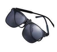 Genérico Clip On Sunglasses - 14.2x5.4cm Polarized Flip-Up Sunglasses Over Prescription Glasses | Black Gray Transparent PC Metal Frame | Lightweight Outdoor Driving Eyewear