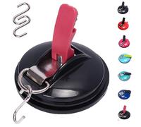 Genérico Clip Suction Cup Hanger, Multifunction Heavy Duty Vacuum Wreath Cup Hook, Strong Suction, No Drilling Required, for Kitchens, Bathrooms, Toilets,and Cars (black-red)