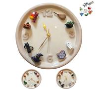 Genérico Clock with Seasonal Magnet Charms Christmas Theme Handmade,Creative Magnetic Wall Clocks Battery Operated,Interactive Timepiece with Replaceable Magnets for Home,Office Decor (A)