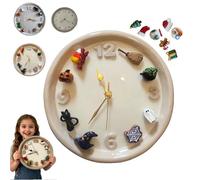 Genérico Clock with Seasonal Magnet Charms,Christmas Theme Handmade Magnetic Wall Clock,Personalized Creative Clocks with Replaceable Accessories,Unique Interactive Timepiece,Battery Operated (A)