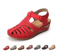 Genérico Closed Toe Sandals for Women 2026 Comfortable Dressy Summer Platform Wedges Ankle Strap Orthopedic Wide Width Breathable Casual Walking Shoes (red,41)