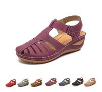 Genérico Closed Toe Sandals for Women 2026 Comfortable Dressy Summer Platform Wedges Ankle Strap Orthopedic Wide Width Breathable Casual Walking Shoes (Burgundy,39)