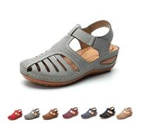 Genérico Closed Toe Sandals for Women 2026 Comfortable Dressy Summer Platform Wedges Ankle Strap Orthopedic Wide Width Breathable Casual Walking Shoes (grey,38)